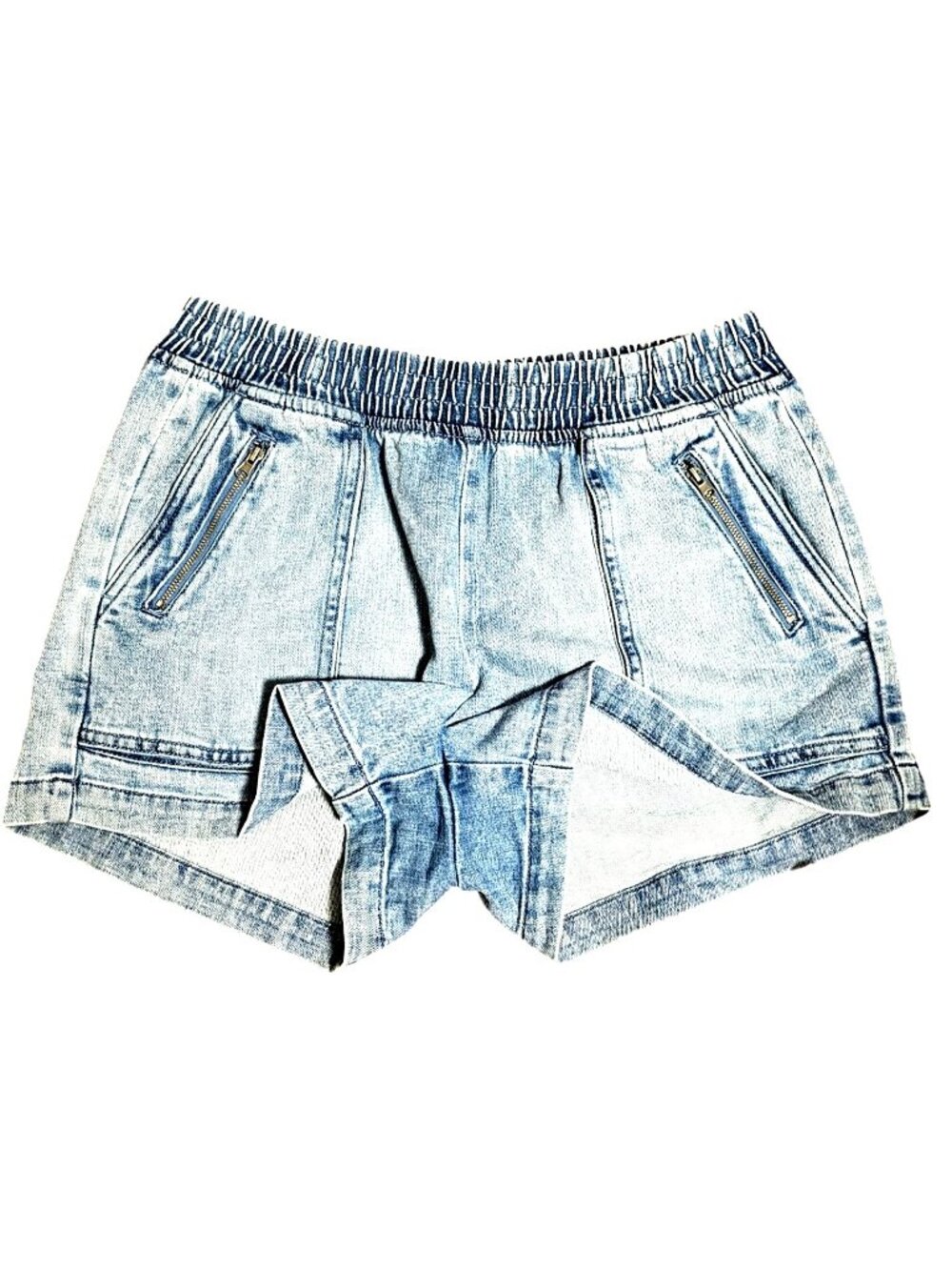 Aerie Women's Light Denim Lounge Shorts M With Elastic Waist & Zipper Pockets - Picture 4 of 11